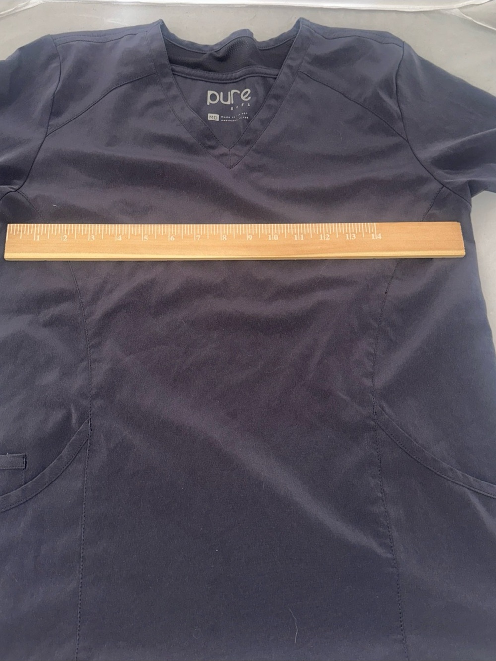 Purecare Women's Navy V-Neck Short Sleeve Top